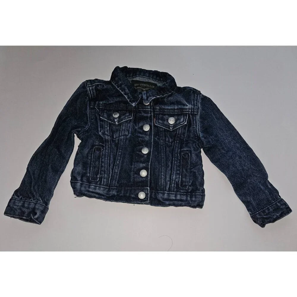 Levi Strauss Girls Toddler 2T Blue Jean Denim Jacket Snap Front (wash wear)